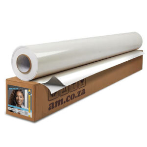V-50M/P/1520/W: 100μm Grayback Glossy White 1520mm Vinyl Roll of 50 Metres, 100μm Printable White PVC Vinyl with Gray Adhesive on 140gsm White Silicon Backing Paper
